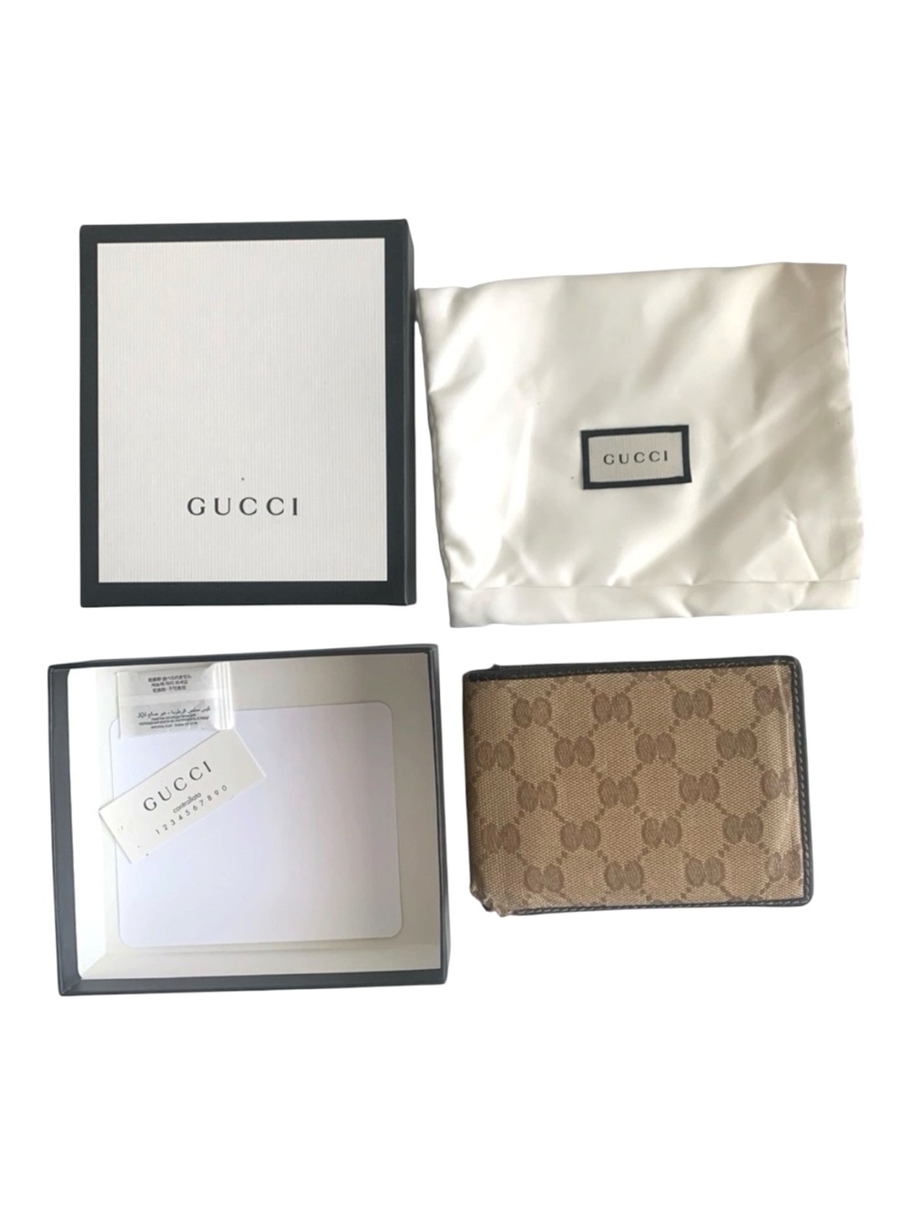 Authentic Gucci 217045 Crystal Canvas GG Guccissima Logo Bifold ID Window Wallet